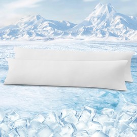 Laneetal Set of 2 Cooling Cushion Covers, 40 x 145 cm, Pillow Case with Arc-Chill Cooling Fibres, Breathable Soft Cushion Cover, Hair and Skin-friendly, White