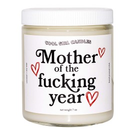 Cool Girl Candles |Mother of The Year Mothers Day Candle Balsam + Cedar Scented Candle | All Natural Coconut Soy Wax Clean Burning | Funny Gifts | 8.5 fl oz