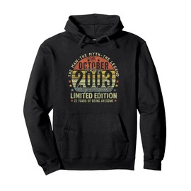 22nd Birthday Gifts Vintage October 2003 22 Years Old Men Pullover Hoodie