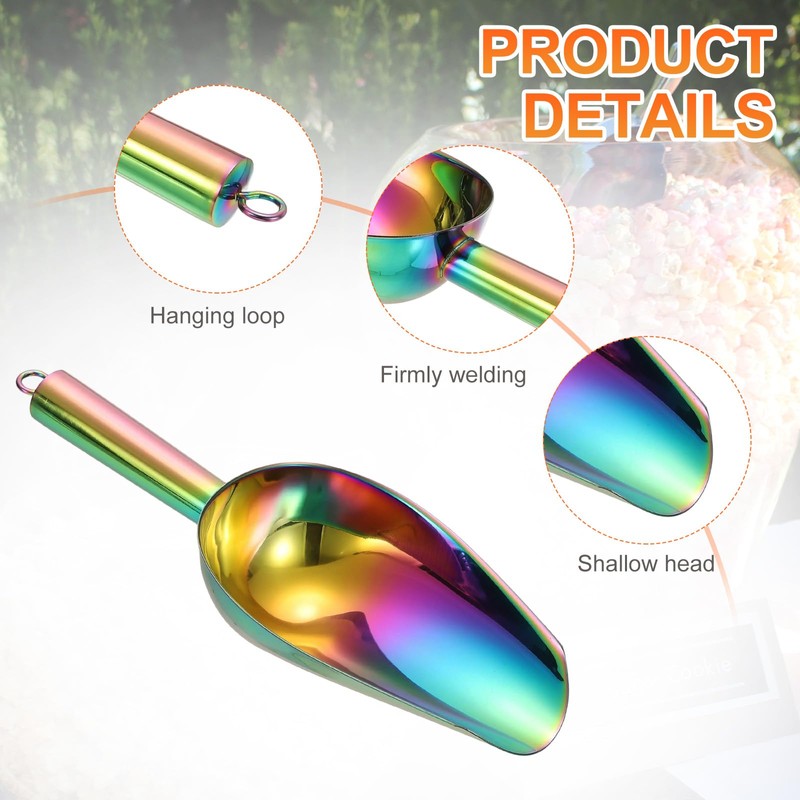sourcing map 4pcs Metal Ice Scoop, 9.8 Inch Stainless Steel