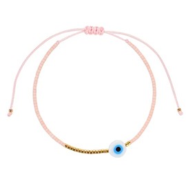 KELITCH Evil Eye Friends Bracelet Hand-Woven Thin Beads Stackable Jewellery for Women, Glass