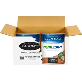 Seal-Once Nano+Poly Penetrating Wood Sealer with Polyurethane - Premium Waterproof Sealant -2 Gallon & Black