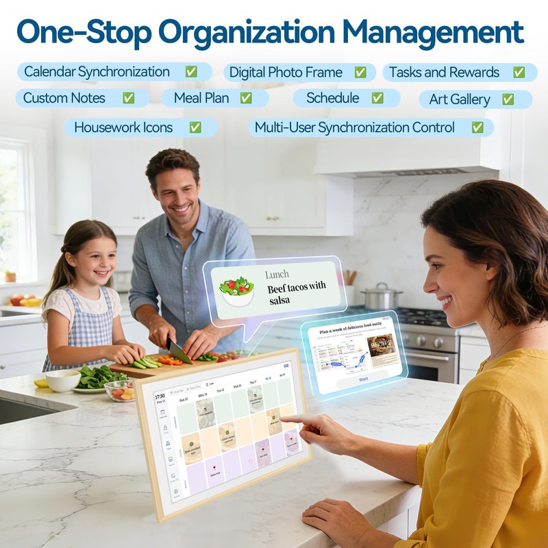 15.6” Smart Family Calendar & Chore Chart with Touchscreen –