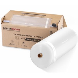Bonsenkitchen - Bolsas selladoras al vacío de 11 x 150 pies, rollos con cortador para almacenamiento de alimentos, de grado comercial, sin BPA, ideales para preparación de comidas y cocinar al vacío