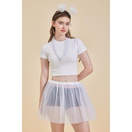 Gionforsy Women Costume Accessories Set Spirit Day Tutu Costume Set Pom Pom Accessory Set for Spirit Week (White)