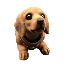 Bobble Head Dachshund Car Decoration, Nodding Dog Ornament with Chain, Separated Head & Body