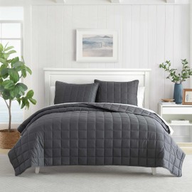 Nautica - King Quilt Set, Super Soft Brushed Micro Jersey Bedding with Matching Sham(s), Cozy Home Decor (Solid Brushed Micro Jersey Grey, King)