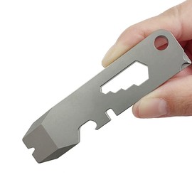 Epichao Titanium Mini EDC Keychain Pry Bar with Bottle Opener Portable Multi Outdoor Emergency Tool