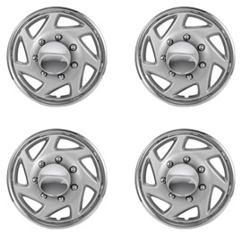 WEISIGAO Chrome Wheel Hubcaps Compatible with Ford Van E150 E250 E350 1992-2014; Ford Truck 1998-2025 16 inch 8 Lug 16" Steel Wheel Covers Set of 4 Packs (Chrome&Silver)