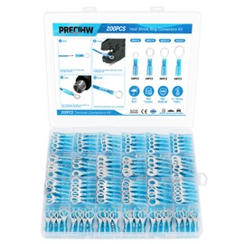 PRECIHW 200PCS Heat Shrink Ring Connectors kit, Marine Grade Ring Terminals, Waterproof Electrical Terminals Kit for Automotive (Incl. #10,1/4",5/16",3/8" Eyelet Connectors)
