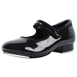 flexdans Tap Shoes,Slide Buckle Strap Patent Leather Tap Shoes for Girls Women Adult F003 Black 39