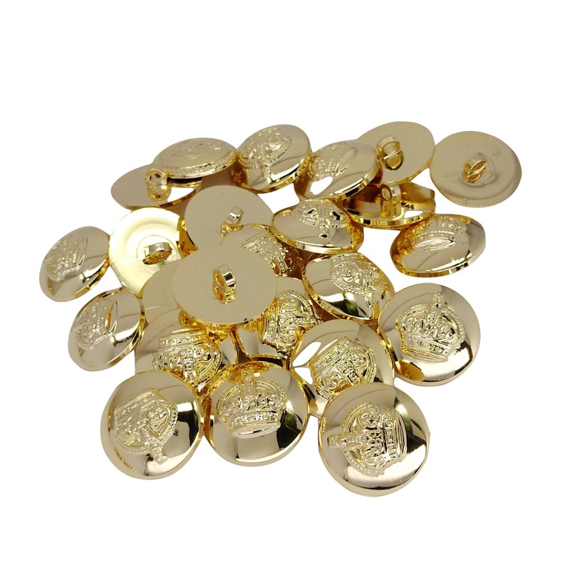 25 Gold Plated Silver Plated Buttons with Engraved Crown -