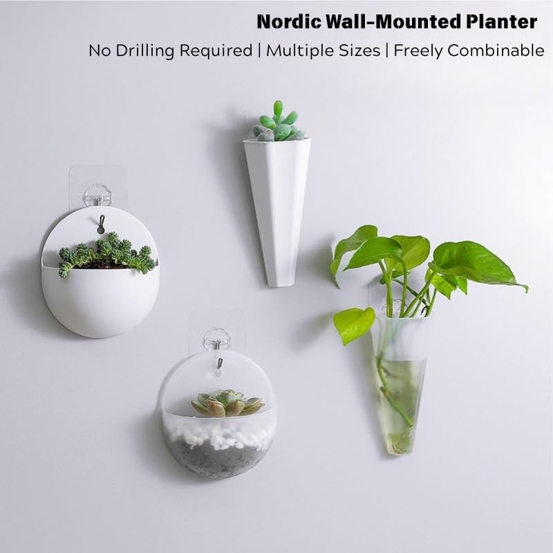 MIXNEX 2-Pack Wall-Mounted Hydroponic Planters – Hanging Flower Vases for