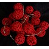 Rattan-ball light chain red / Ball light chains