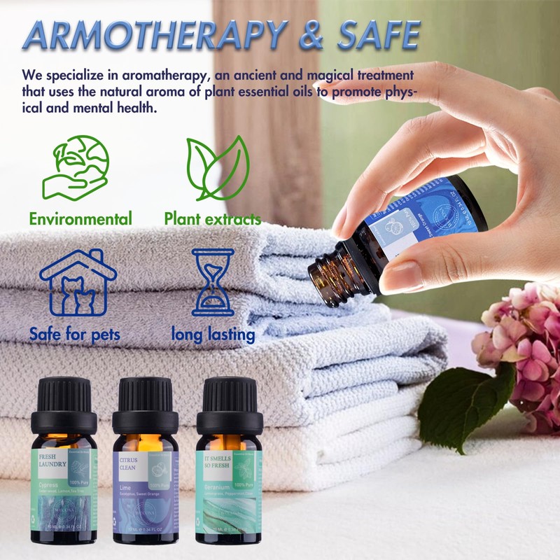 Wecona Essential Oils for Laundry - 100% Pure Essential Oils