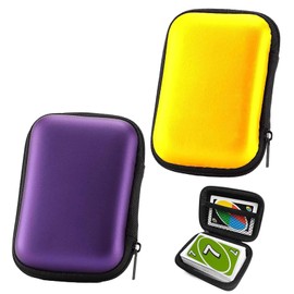 2 Pcs Playing Card Case, Practical Playing Card Box, Waterproof Anti-Scratch Around Protection Suitability Playing Card or Game Card, Card Game Case on The Camping or Outdoor Gaming(Yellow, Purple)