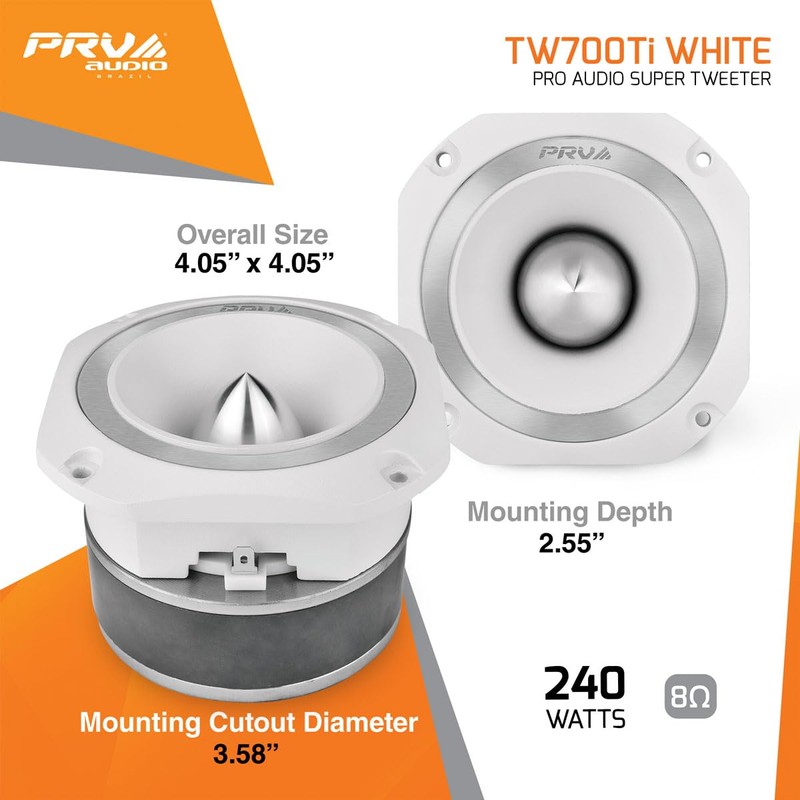 PRV AUDIO TW700Ti White 4 Inch Titanium Bullet Tweeter 240