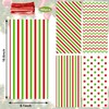 Whaline 160Pcs Christmas Cellophane Treat Bags Red Green Stripe Wave