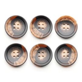 CRAFTMEMORE 4 Holes Buttons Horn-Like Resin Button for Garment Sewing Men's Suit DIY Crafts TG48 (18mm,12pcs,Brown)