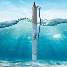 Deep Well Submersible Pumps 3" OD Pipe 0.37KW 0.5HP Stainless Steel Water Pump Submersible Bore Pump with Control Box for Industrial and Home Use