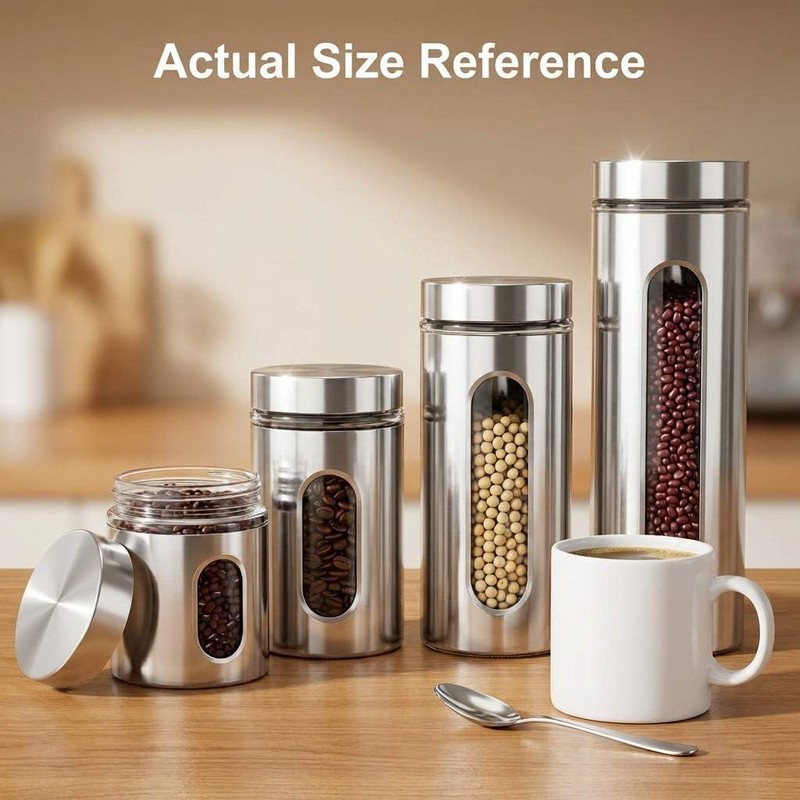 QWORK 4pc Stainless Steel Canister Set with Airtight Lids and
