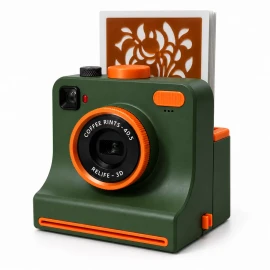 Latte Art Stencil Camera for Coffee Decorating – One Touch Manual Coffee Pattern Maker with 4 Templates for Home Coffee Bar