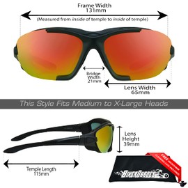 Bikershades Motorcycle Safety Sunglass Goggles Mirrored Orange Interchangeable Adjustable strap & Removable Foam Cushion