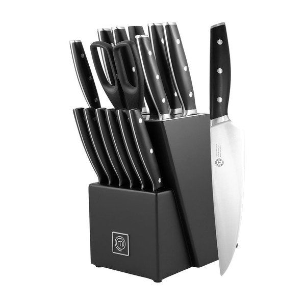 MasterChef Kitchen Knife Set with Block and Sharpener Plus Scissors,