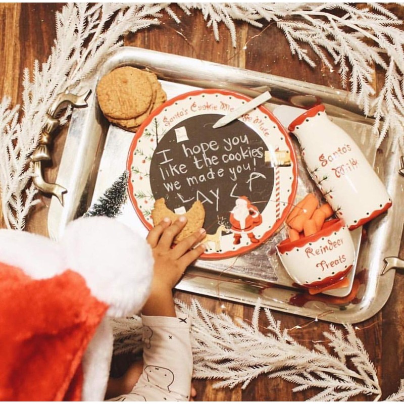 Child to Cherish Santa's Message Plate Set, Santa Cookie Plate,