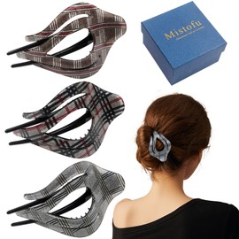 Mistofu 3Pcs French Concord Hair Clips - Curved Claws with Strong Hold No Slip Grip for Thick or Thin Hair (Multicolor B)