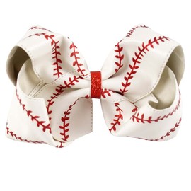 Baseball Hair Band, Baseball Bow Hair Clip Softball Sport Hair Bow for Women Girls Hair Tie Cheer Bows Hair Accessories TSFJ51 (White Clip)