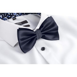 BomGuard Mens Adjustable Bow Tie Pre-Tied with Hook Closure, Suit Tuxedo etc with Hook Closure, midnight blue