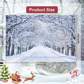 7 x 5 FT Christmas Winter Wonderland Backdrop - Large White Snow Forest Trees Natural Scenery Landscape Wall Hanging Photo Background, Xmas Photography Booth Prop for Indoor Outdoor House Decorations