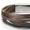 COOLSTEELANDBEYOND Mens Ladies Multi-Strand Brown Black Leather Bracelet Wristband with