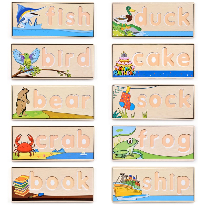 Atoylink Wooden Spell Learning Toys for 2 3 4 5
