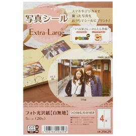 A-One 29629-2P Photo Stickers Photo Glossy Paper Extra Large 4 Sides 5 Sheets Set of 2