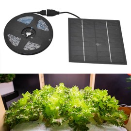 MUNEFE Grow Light Strip, Plant Grow Light Strip, Solar LED Grow Light Strips with Panel for Gardening Home Balcony Sowing (5W 2M)