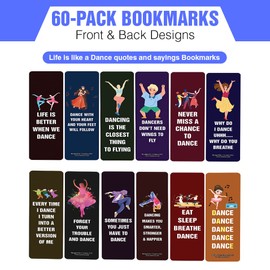 Creanoso Life is Like a Dance Quotes and Saying Bookmarks (10-Sets x 6 Cards) – Daily Inspirational Card Set – Interesting Book Page Clippers – Great Gifts for Adults and Professionals