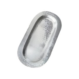 Homeroots 24" Silver Hammered Stainless Steel Oval Serving Tray