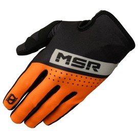 MSR™Axxis Range Riding Gloves – Medium - Unisex Black/Grey/Orange – Lightweight Motocross, MTB, BMX & Powersports Gloves for Men & Women