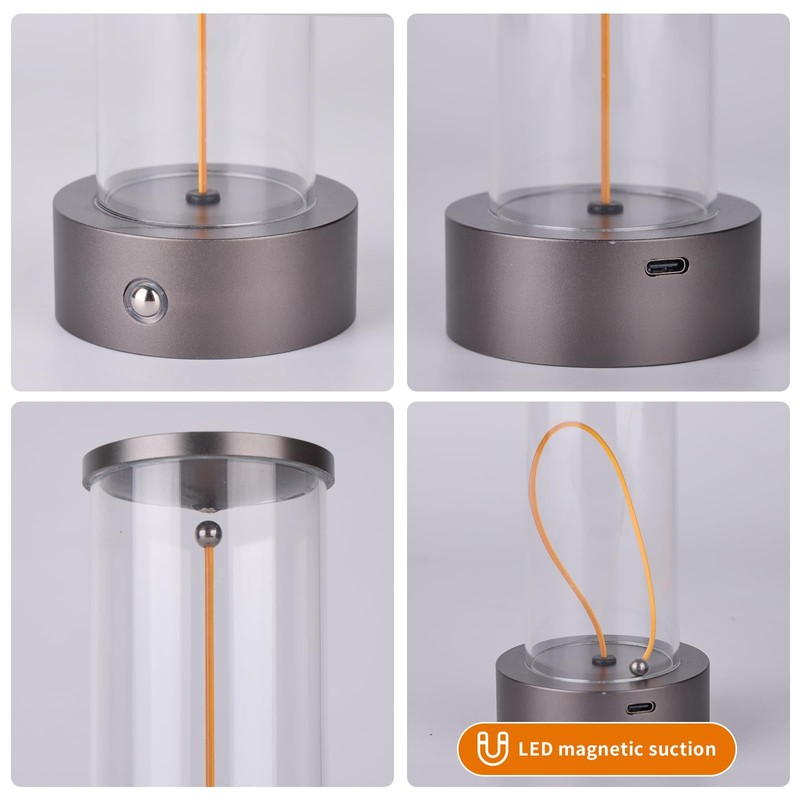 HAPYGI Indoor/Outdoor Portable Metal Table Lamp, Rechargeable Wireless Touch Switch