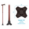 NOVA Medical Products Folding Cane, Walking Cane with Quad Tip,