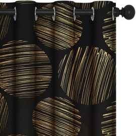 Deconovo Black Blackout Curtains, Thermal Insulated Panels for Kitchen Nursery, Soundproof Window Drapes with Geometric Pattern (52x63 Inch, Black, 2 Panels)