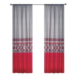 Colibrí Cortinas Coruña 2 Paneles De 1.30 X 2.20 Rojo Gris