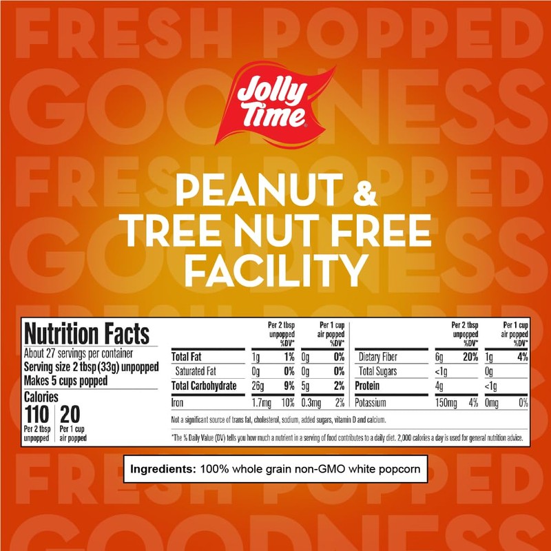 Jolly Time Unpopped Popcorn Kernels, Gourmet Popping Corn for Air