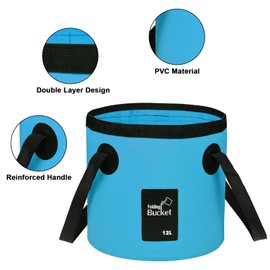 iGreely Folding Bucket - Foldable Camping Storage Container Collapsible Bucket 12L Portable Lightweight Pail for Camping Traveling Hiking Fishing Boating and Gardening (Black(12L))