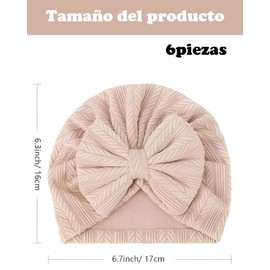 ZSKEUR Gorritos Bebe Recien Nacido, Juego de 6 Gorros para Bebes de 0 a 6 Meses, Turbantes para Bebe Niña, 17x16 cm, Poliéster, Ideales para Cuidado Diario, Visitas al Hospital y Fotos Familiares