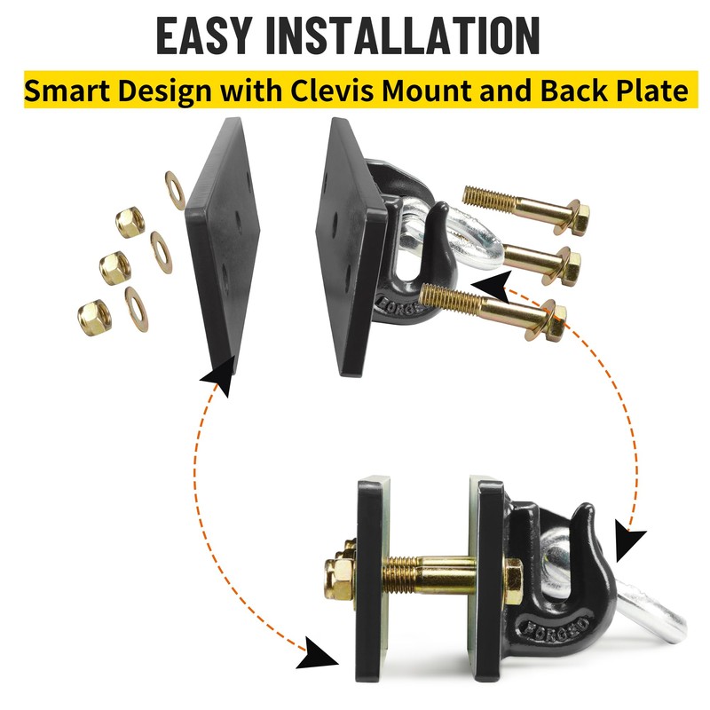 ONECHOI Tractor Bucket Hooks, Bolt On Clevis Mount with 1/2”