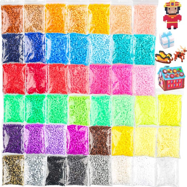 36000 Pcs Value Pack Fuse Beads 45 Colors, Bulk Assorted Multicolor Fuse Beads for Kids and Chilren Crafts with Ironing Papaer