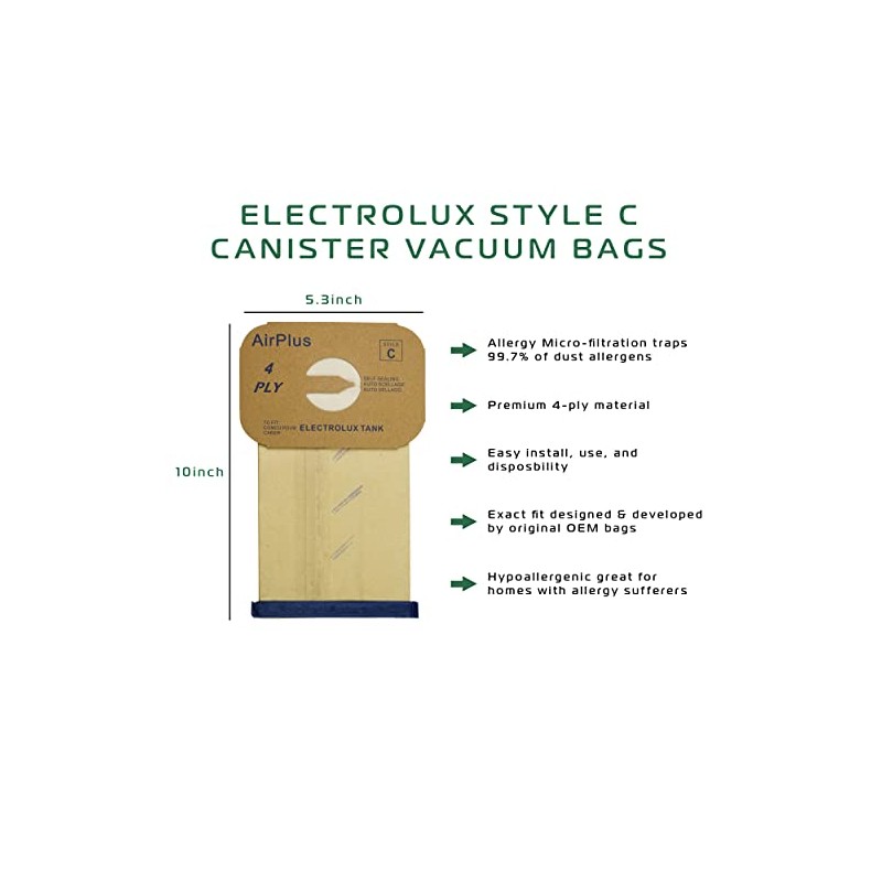 Vacuum Specialists Premium 4-Ply Filtration Vacuum Bags Compatible with Electrolux